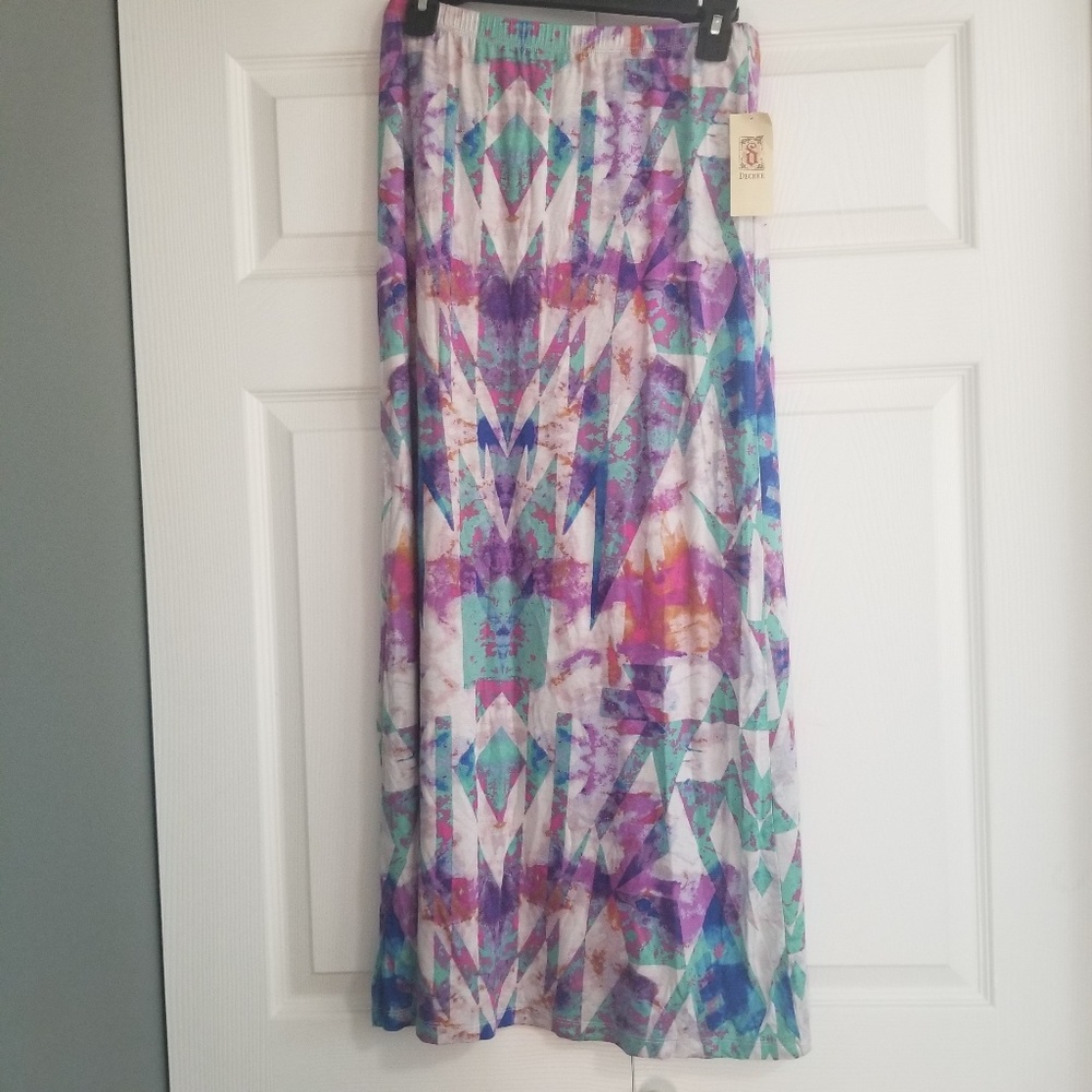 Colorful Tribal Print Long Skirt NWT